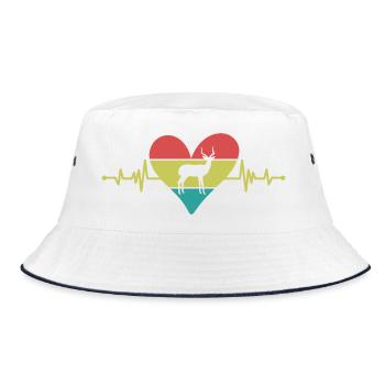 Antelope Heart Vintage Silhouette - Bucket Hat - white/navy - Front