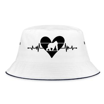 Monkey Heartbeat Heart - Bucket Hat - white/navy - Front