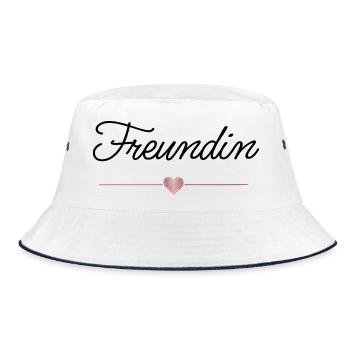 Freundin Herz Geschenk Liebe Freundschaft - Bucket Hat - Weiß/Navy - Vorne