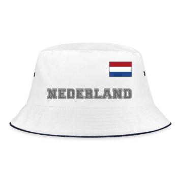 Niederlande Trikot Look - Holland – NEDERLAND - Bucket Hat - Weiß/Navy - Vorne