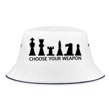 Choose you Weapon - chess - Schach - Bucket Hat - Weiß/Navy - Vorne