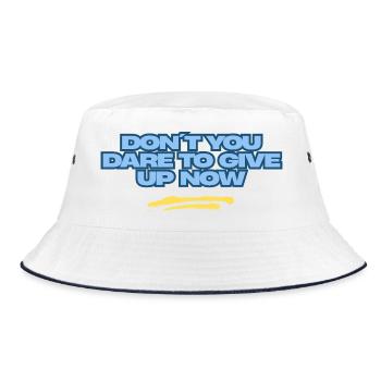 Gib niemals auf – blauer typografischer Text - Bucket Hat - Weiß/Navy - Vorne