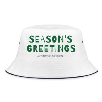 Season's Greetings – Automated as Usual - Bucket Hat - Weiß/Navy - Vorne