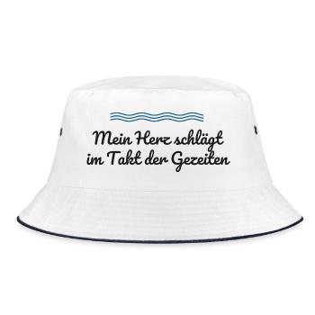 Mein Herz schlägt im Takt der Gezeiten - Bucket Hat - Weiß/Navy - Vorne