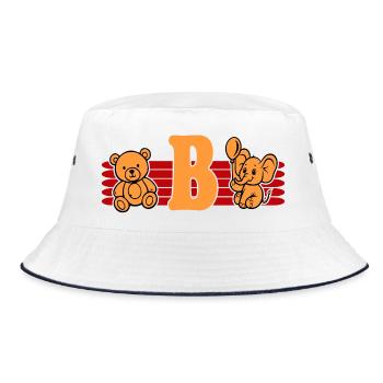 Baby Name Buchstabe B Vorname Teddybär Elefant - Bucket Hat - Weiß/Navy - Vorne