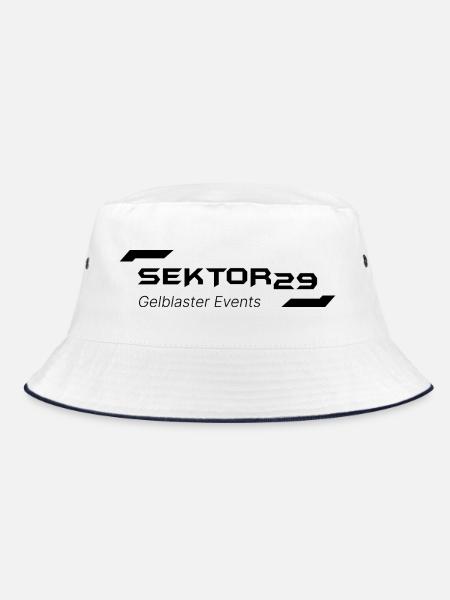 Sektor_29_-Logo_-_Gelblaster_Schriftzug_-_Black - Bucket Hat - Weiß/Navy