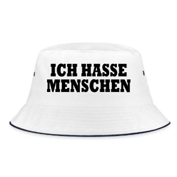 Ich hasse menschen - Bucket Hat - Weiß/Navy - Vorne