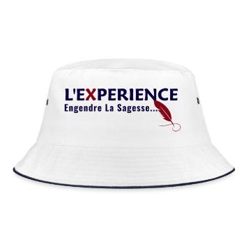 "Experience, begets Wisdom" Quote - Bucket Hat - white/navy - Front