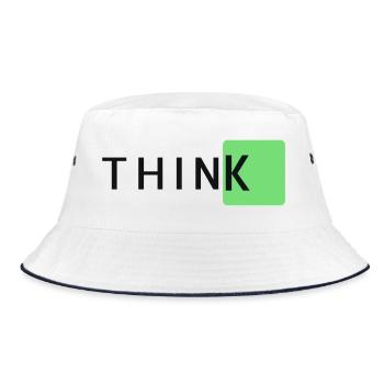 ThinkK Grüner Block-Typo - Bucket Hat - Weiß/Navy - Vorne