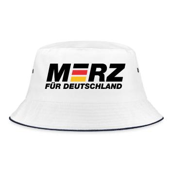Merz für Deutschland - Kanzler - Kanzlerkandidat - Bucket Hat - Weiß/Navy - Vorne