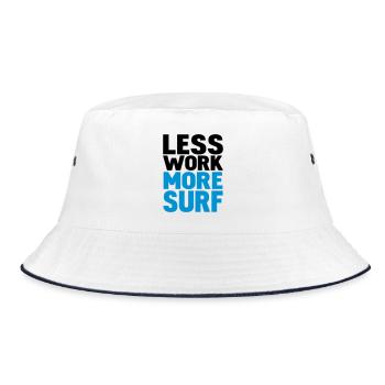 less work more surf - Bucket Hat - Weiß/Navy - Vorne
