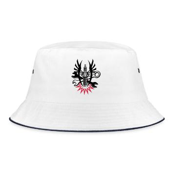 A spark plug with two wrenches - Bucket Hat - white/navy - Front