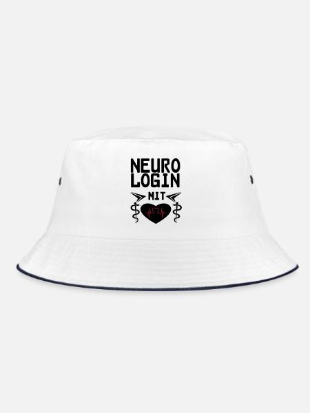 Neurologin mit Herz Geschenk - Bucket Hat - Weiß/Navy - Vorne