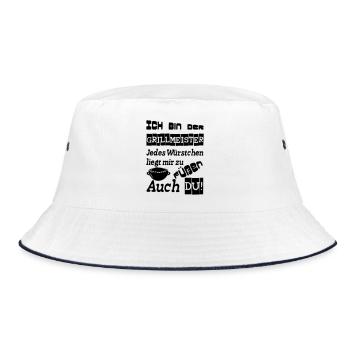 Grillmeister Spruch Grill grillen Geschenk Spruch - Bucket Hat - Weiß/Navy - Vorne