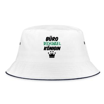 Büro-Dschungelkönigin Büro Arbeit Geschenk Spruch - Bucket Hat - Weiß/Navy - Vorne