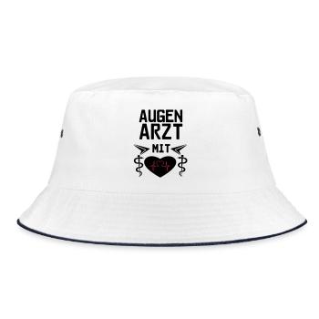 Augenarzt mit Herz Geschenk - Bucket Hat - Weiß/Navy - Vorne