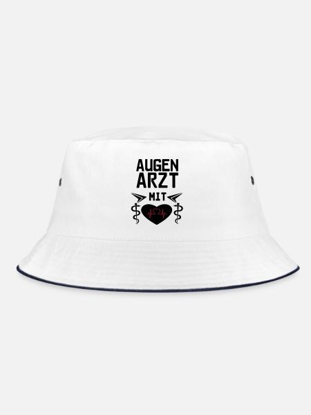 Augenarzt mit Herz Geschenk - Bucket Hat - Weiß/Navy - Vorne
