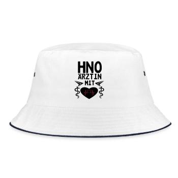 HNO Ärztin mit Herz Geschenk - Bucket Hat - Weiß/Navy - Vorne