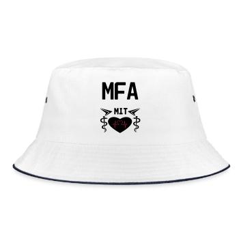 MFA mit Herz Geschenk Medizin Spruch - Bucket Hat - Weiß/Navy - Vorne