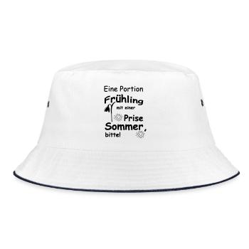 Frühling & Sommer Sprüche, Geschenk, Fun - Bucket Hat - Weiß/Navy - Vorne