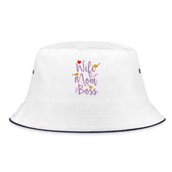 Frau Mutter Chef - Bucket Hat - Weiß/Navy - Vorne