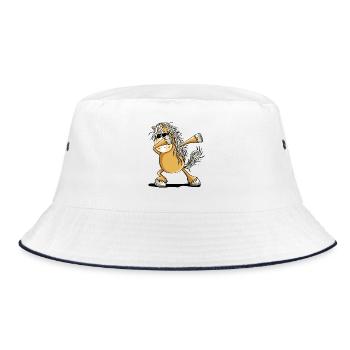 Cooles Dab Dance Pferd Dabbing Pony Comic - Bucket Hat - Weiß/Navy - Vorne