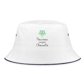 Kindermädchen große Eule - Bucket Hat - Weiß/Navy - Vorne