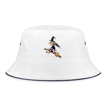 Witch on a broom - Bucket Hat - white/navy - Front