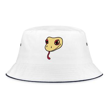 head face gecko lizard real snake reptile - Bucket Hat - white/navy - Front