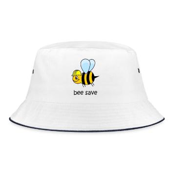 bee save, bee with helmet, funny bee, bee - Bucket Hat - white/navy - Front