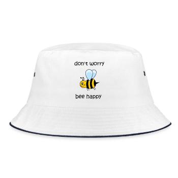don't worry be happy, bee happy, happy bee - Bucket Hat - white/navy - Front