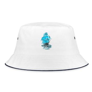sailing ship - Bucket Hat - white/navy - Front
