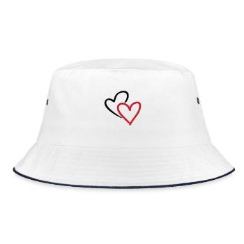 Herz, Herzen, 2 Herzen, Doppelherz - Bucket Hat - Weiß/Navy - Vorne