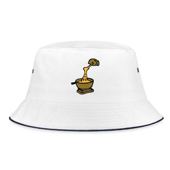 cheese Swiss culinary specialty fondue - Bucket Hat - white/navy - Front