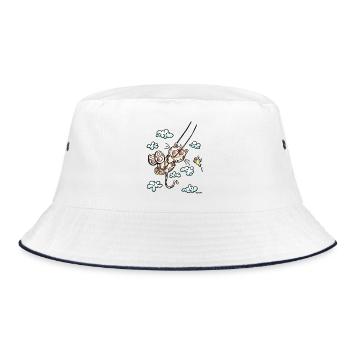 Cat on the swing - Bucket Hat - white/navy - Front