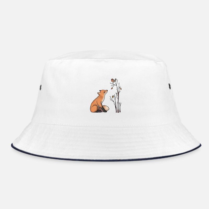 Fox and robin - Bucket Hat - white/navy