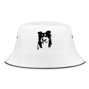 Collie head - Bucket Hat - white/navy - Front