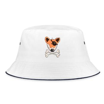 Kleiner Fuchs Pirat - Tiere - Piraten - Geschenk - Bucket Hat - Weiß/Navy - Vorne