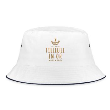 Patin / Pate / Patentochter / Patensohn - Bucket Hat - Weiß/Navy - Vorne