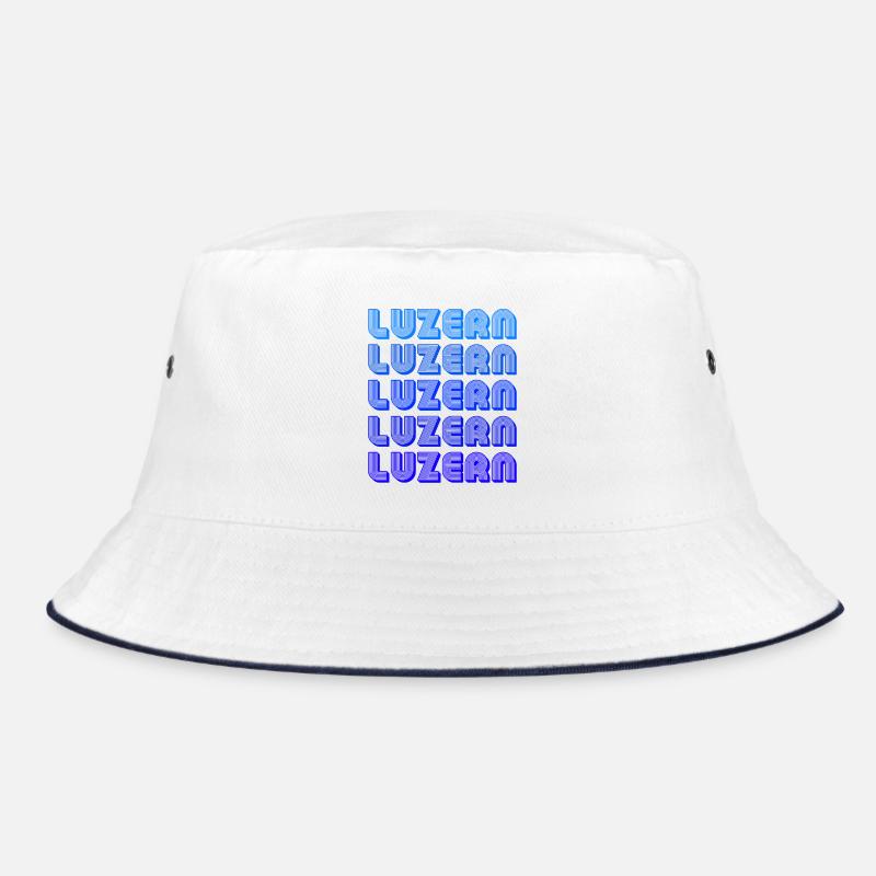 Luzern Gradient Schriftzug - Bucket Hat - Weiß/Navy