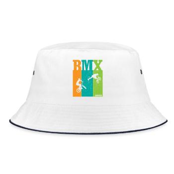 BMX Color Block Rider Silhouettes - Bucket Hat - white/navy - Front