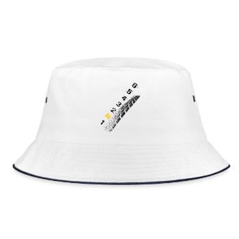 Gänge - Motorrad - Schaltung / schwarz - Bucket Hat - Weiß/Navy - Vorne