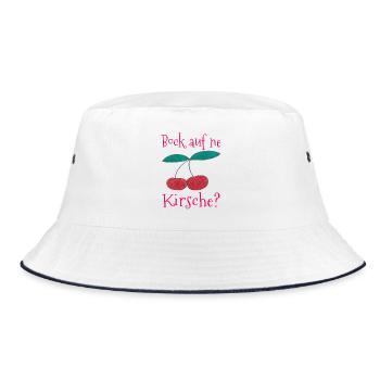 Kirsche Spruchdruck Back auf ne Kirsche - Bucket Hat - Weiß/Navy - Vorne