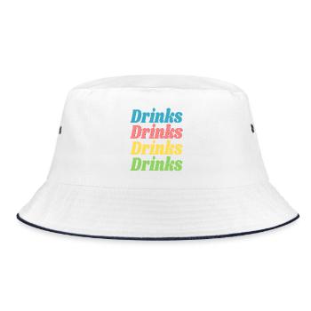 Drinks Drinks Drinks Drinks / Sprüche / Trend - Bucket Hat - Weiß/Navy - Vorne