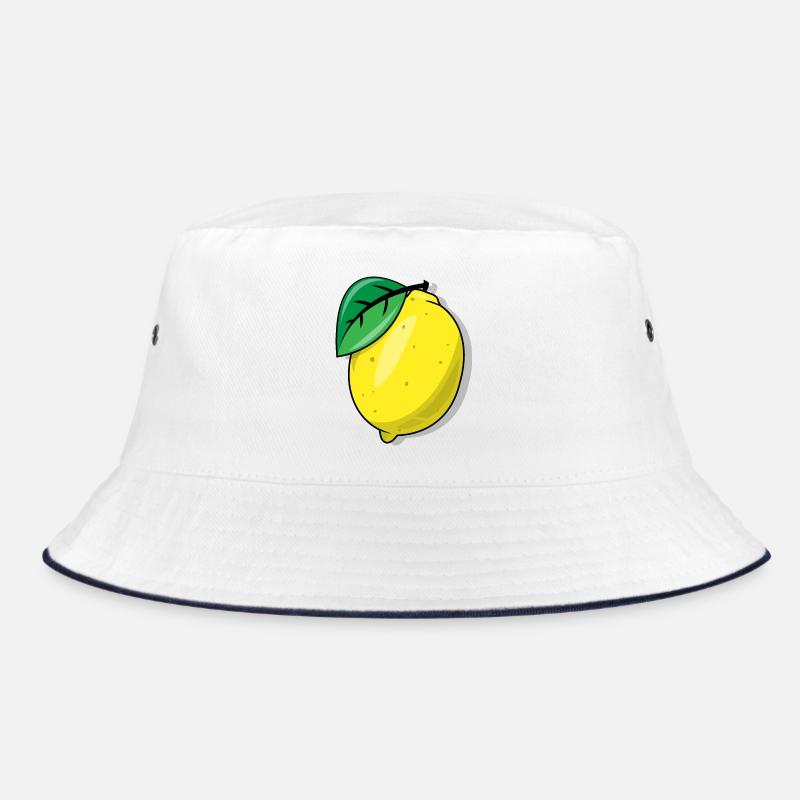 Zitrone - Bucket Hat - Weiß/Navy