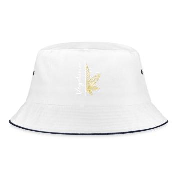 Vegetarian / cannabis / cannabis leaf / hemp - Bucket Hat - white/navy - Front
