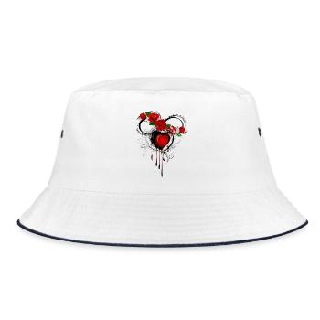 Rosenherz Graffiti Tropfen - Bucket Hat - Weiß/Navy - Vorne