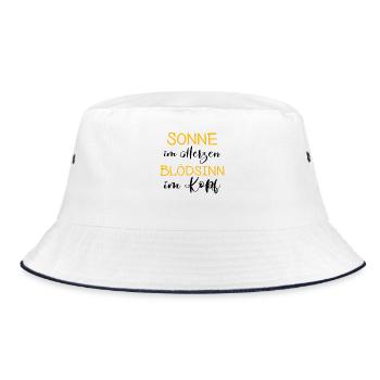 Sonne im Herzen - Blödsinn im Kopf - Bucket Hat - Weiß/Navy - Vorne