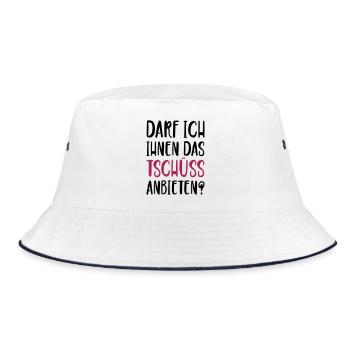 Darf ich ihnen das Tschüss anbieten - Bucket Hat - Weiß/Navy - Vorne