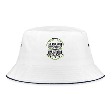 Ich habe grüne Daumen was ist deine Superkraft - Bucket Hat - Weiß/Navy - Vorne